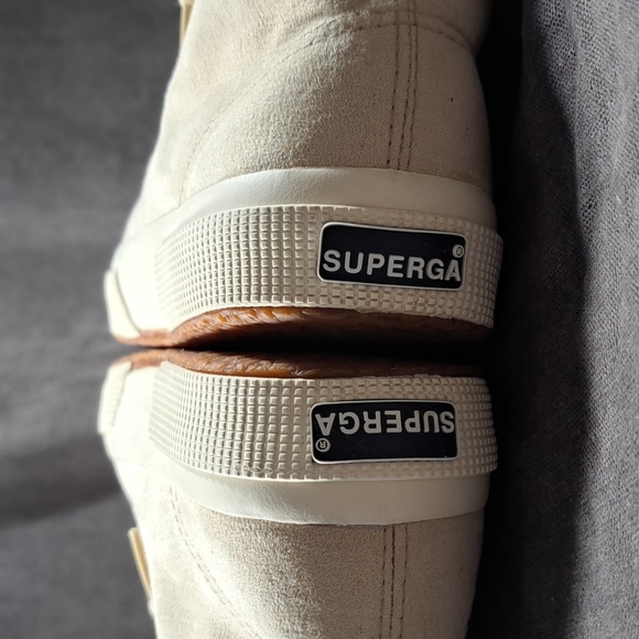 Superga Mono Tan Faux Suede Faux Fur Lined High Top Lace Up Sneakers VG US 5 - Picture 15 of 16